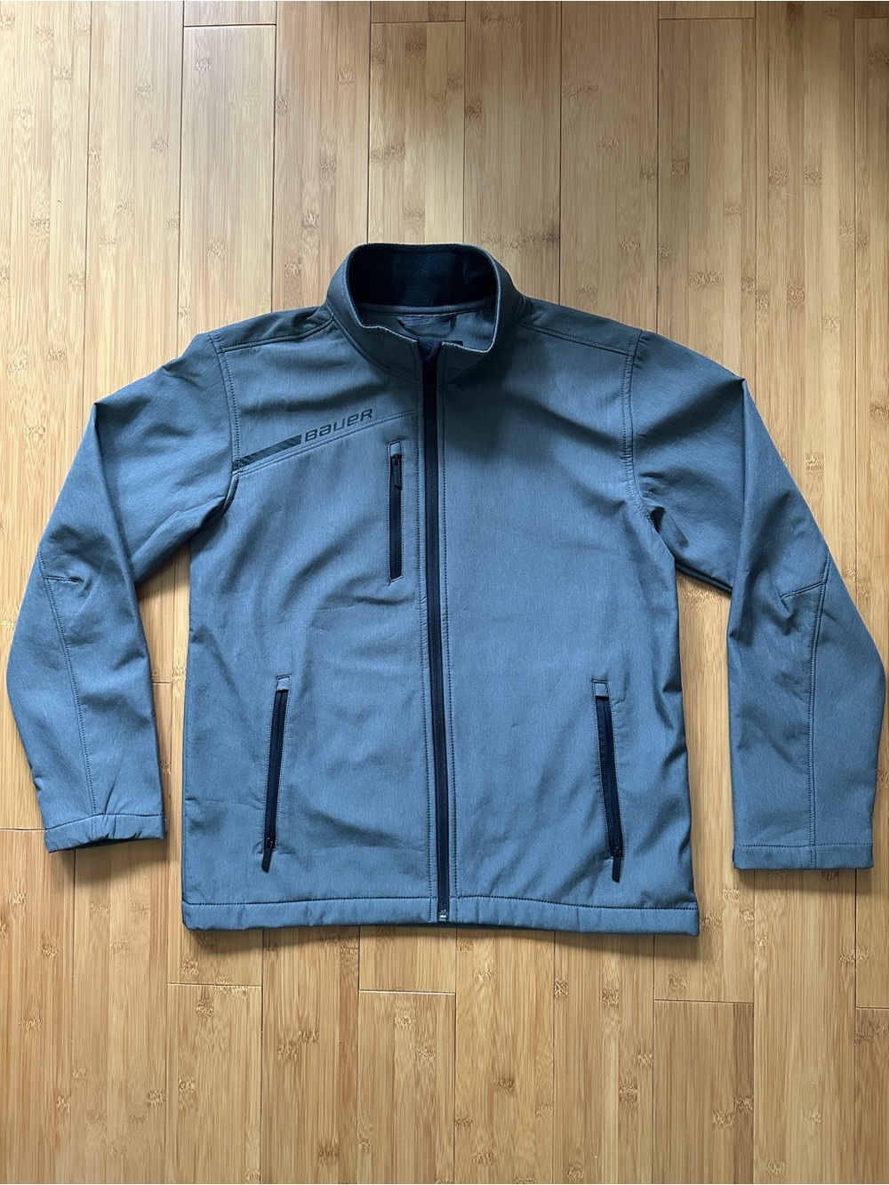 Team Bauer Youth Large L G Gray Softshell Jacket Hockey Warm Up Full Zip